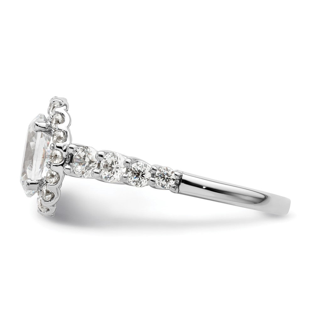 14k White Gold 7/8 carat Lab Grown Diamond VS/SI+ G+ 1 carat Center Oval Semi Mount Engagement Ring
