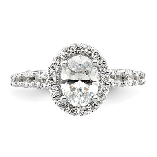 14k White Gold 7/8 carat Lab Grown Diamond VS/SI+ G+ 1 carat Center Oval Semi Mount Engagement Ring