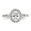 14k White Gold 7/8 carat Lab Grown Diamond VS/SI+ G+ 1 carat Center Oval Semi Mount Engagement Ring