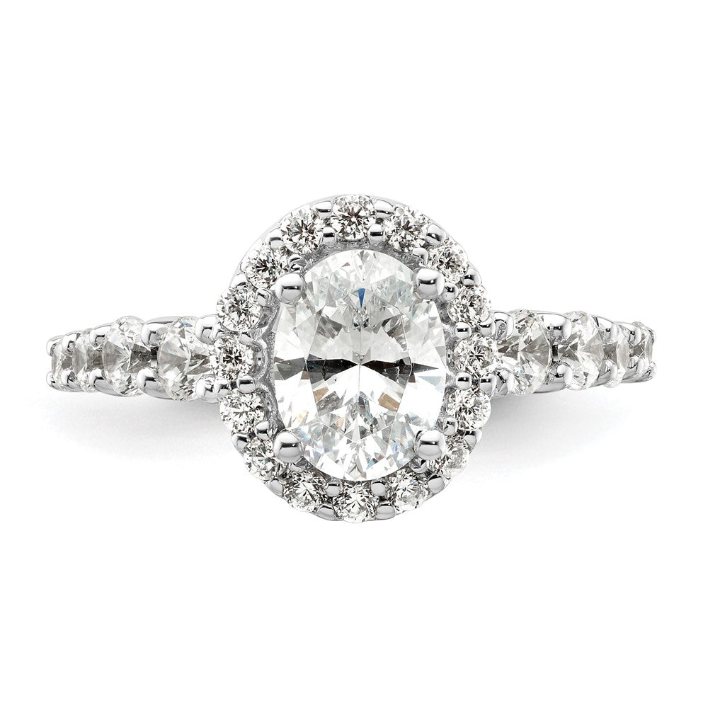 14k White Gold 7/8 carat Lab Grown Diamond VS/SI+ G+ 1 carat Center Oval Semi Mount Engagement Ring
