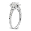 14k White Gold 7/8 carat Lab Grown Diamond VS/SI+ G+ 1 carat Center Oval Semi Mount Engagement Ring