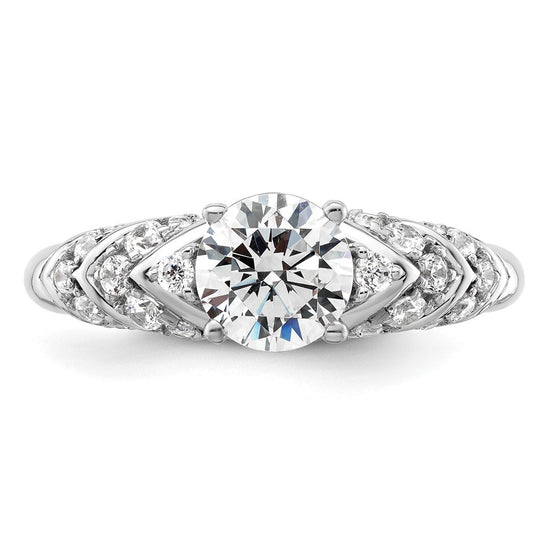 14k White Gold 1/3 carat Lab Grown Diamond VS/SI+ G+ 1 carat Center Round Semi Mount Shared Prong Engagement Ring