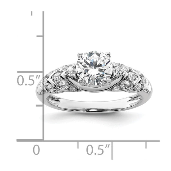 14k White Gold 1/3 carat Lab Grown Diamond VS/SI+ G+ 1 carat Center Round Semi Mount Shared Prong Engagement Ring