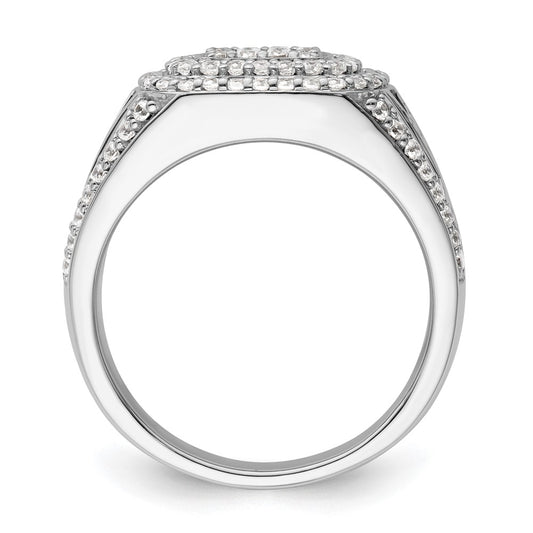 14k White Gold 1 1/8 carat Lab Grown Diamond VS/SI+ G+ Side Design Men's Ring