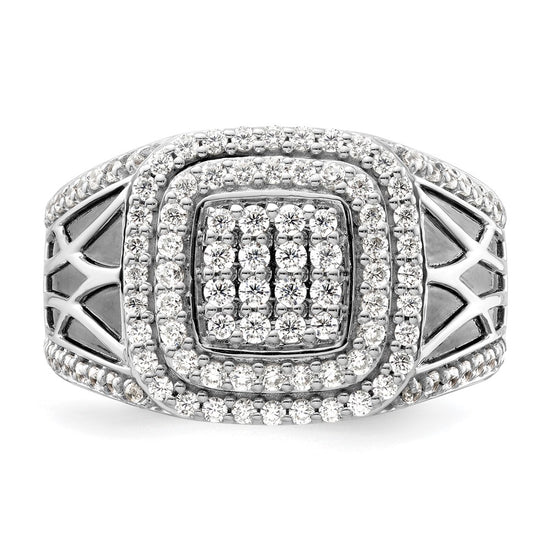 14k White Gold 1 1/8 carat Lab Grown Diamond VS/SI+ G+ Side Design Men's Ring