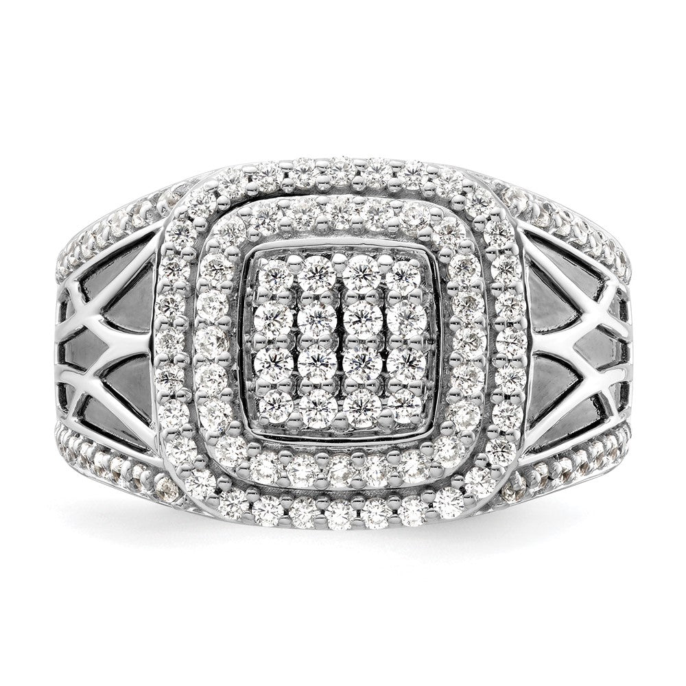 14k White Gold 1 1/8 carat Lab Grown Diamond VS/SI+ G+ Side Design Men's Ring