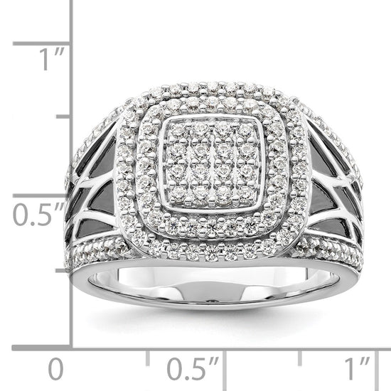 14k White Gold 1 1/8 carat Lab Grown Diamond VS/SI+ G+ Side Design Men's Ring