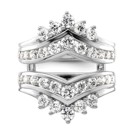 14k White Gold 2 1/3 carat Lab Grown Diamond VS/SI+ G+ Complete Double Row Ring Guard