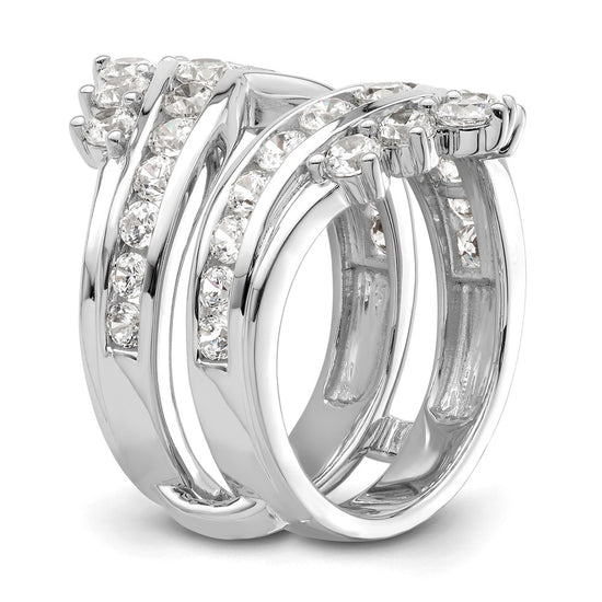 14k White Gold 2 1/3 carat Lab Grown Diamond VS/SI+ G+ Complete Double Row Ring Guard