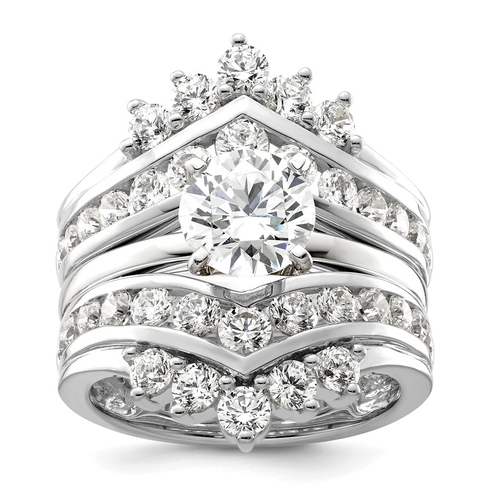 14k White Gold 2 1/3 carat Lab Grown Diamond VS/SI+ G+ Complete Double Row Ring Guard