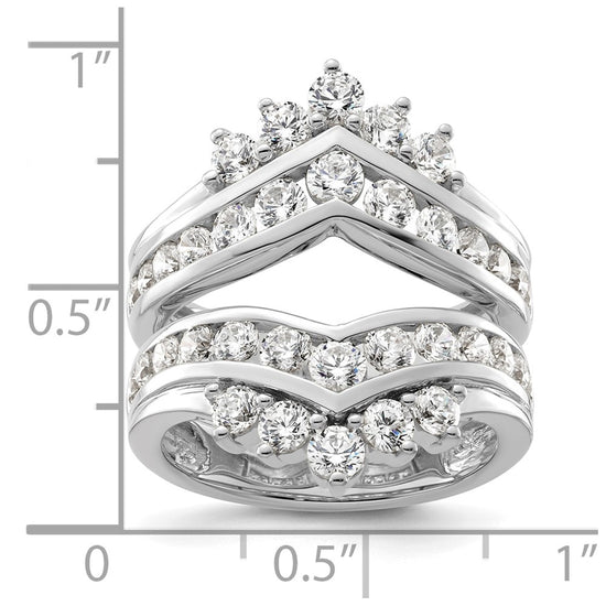 14k White Gold 2 1/3 carat Lab Grown Diamond VS/SI+ G+ Complete Double Row Ring Guard