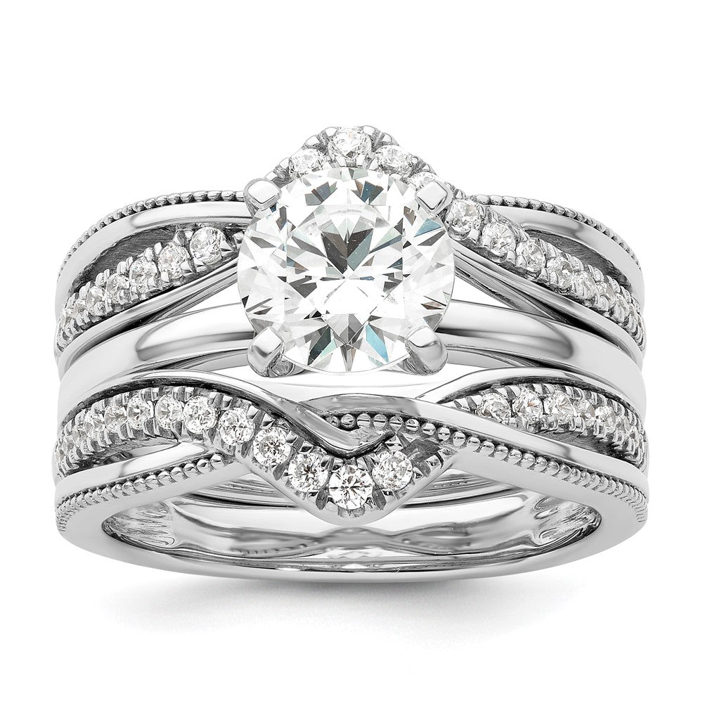 14K White Gold Miligrain Diamond Guard