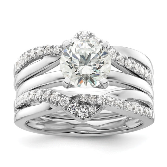 14k White Gold 3/8 carat Lab Grown Diamond VS/SI+ G+ Complete Twisted Ring Guard