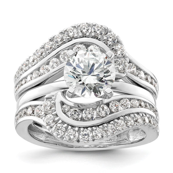 14k White Gold 1 1/5 carat Lab Grown Diamond VS/SI+ G+ Complete Double Row Ring Guard