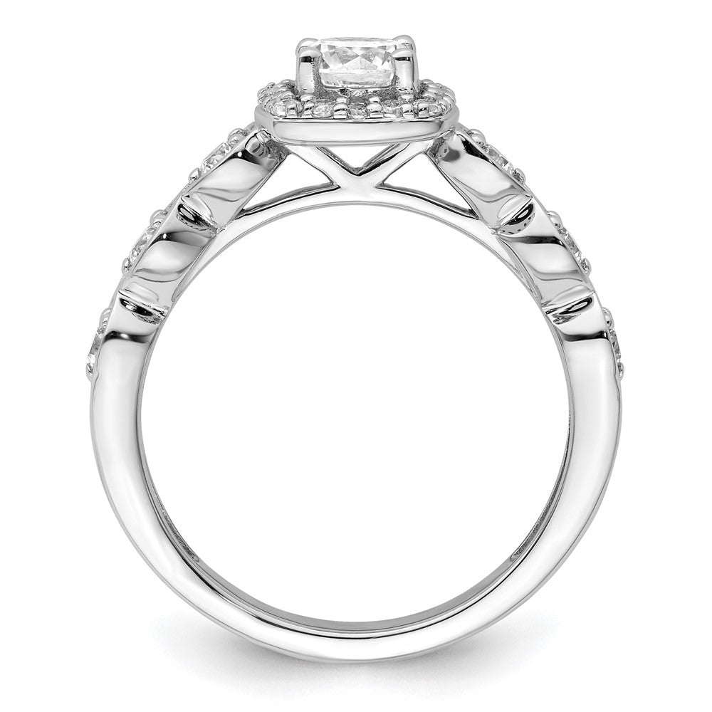 14k White Gold 7/8 carat Lab Grown Diamond VS/SI+ G+ Round Complete Halo Engagement Ring
