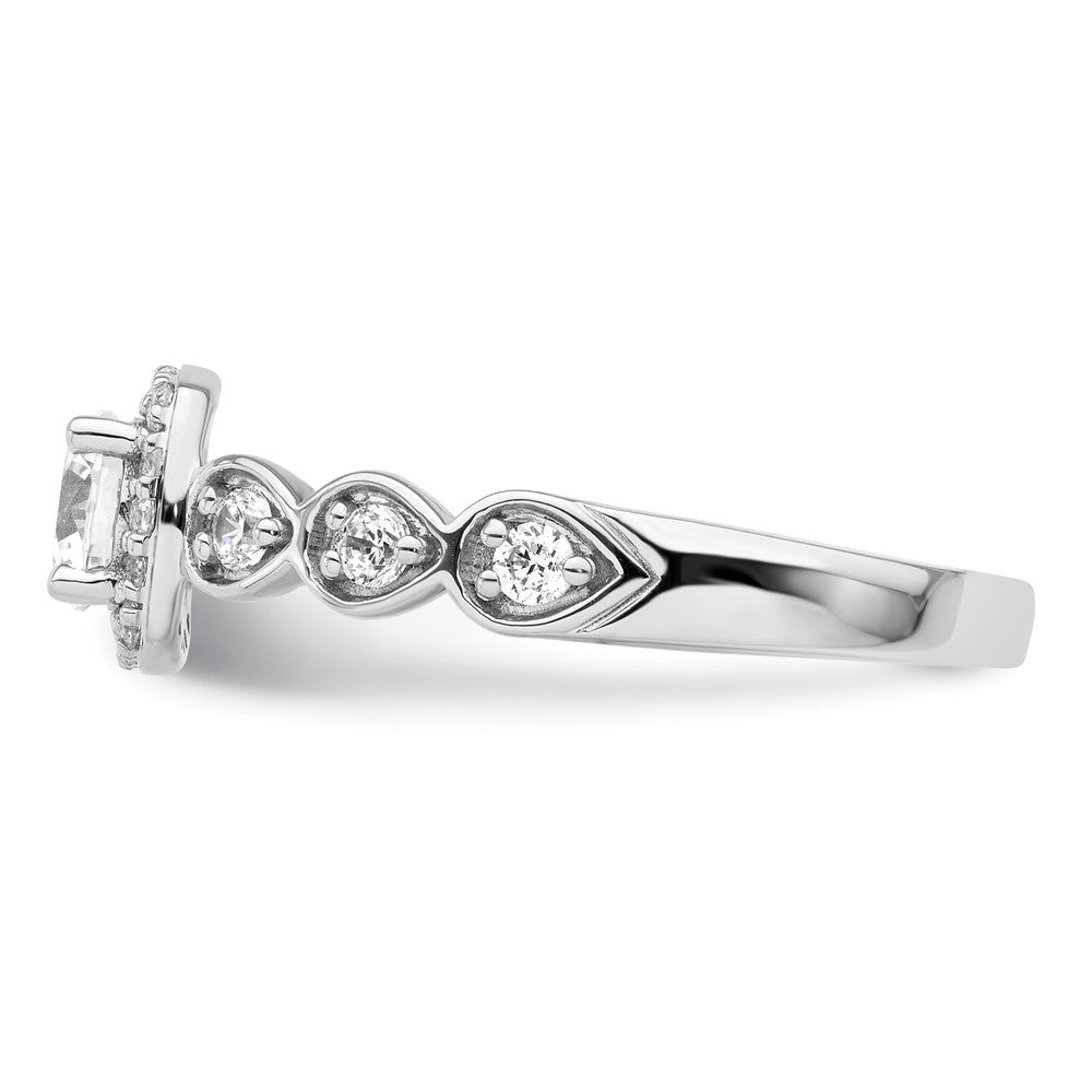 14k White Gold 7/8 carat Lab Grown Diamond VS/SI+ G+ Round Complete Halo Engagement Ring