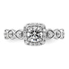 14k White Gold 7/8 carat Lab Grown Diamond VS/SI+ G+ Round Complete Halo Engagement Ring