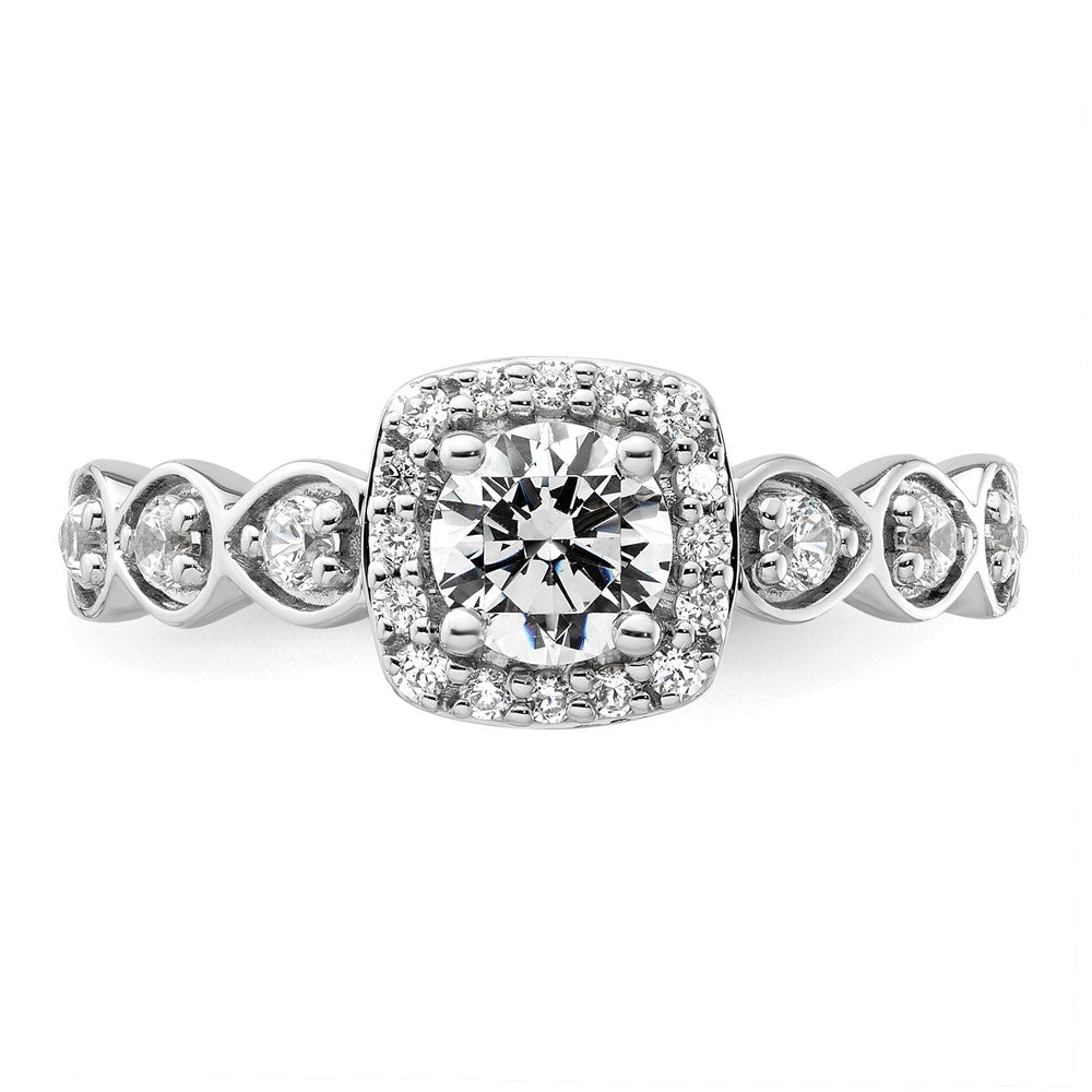 14k White Gold 7/8 carat Lab Grown Diamond VS/SI+ G+ Round Complete Halo Engagement Ring