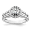 14k White Gold 1 carat Lab Grown Diamond VS/SI+ G+ Round Complete Halo Engagement Ring
