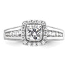 14k White Gold 1 carat Lab Grown Diamond VS/SI+ G+ Round Complete Halo Engagement Ring