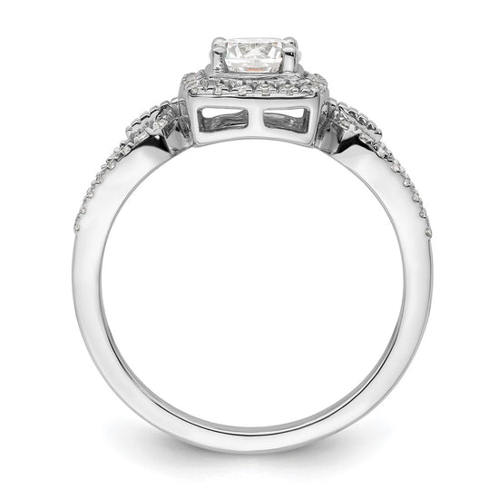 14k White Gold 3/4 carat Lab Grown Diamond VS/SI+ G+ Round Complete Halo Engagement Ring