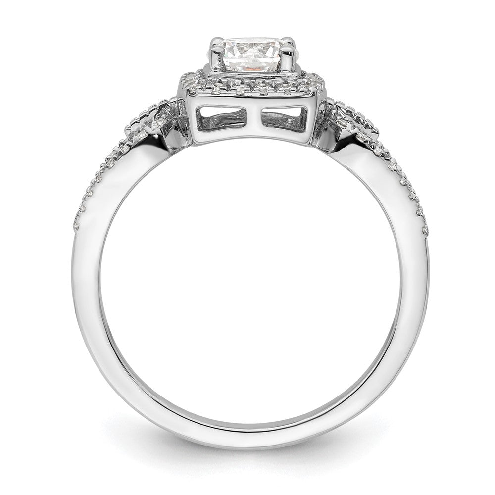 14k White Gold 3/4 carat Lab Grown Diamond VS/SI+ G+ Round Complete Halo Engagement Ring