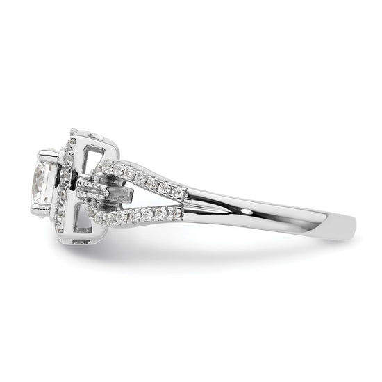 14k White Gold 3/4 carat Lab Grown Diamond VS/SI+ G+ Round Complete Halo Engagement Ring