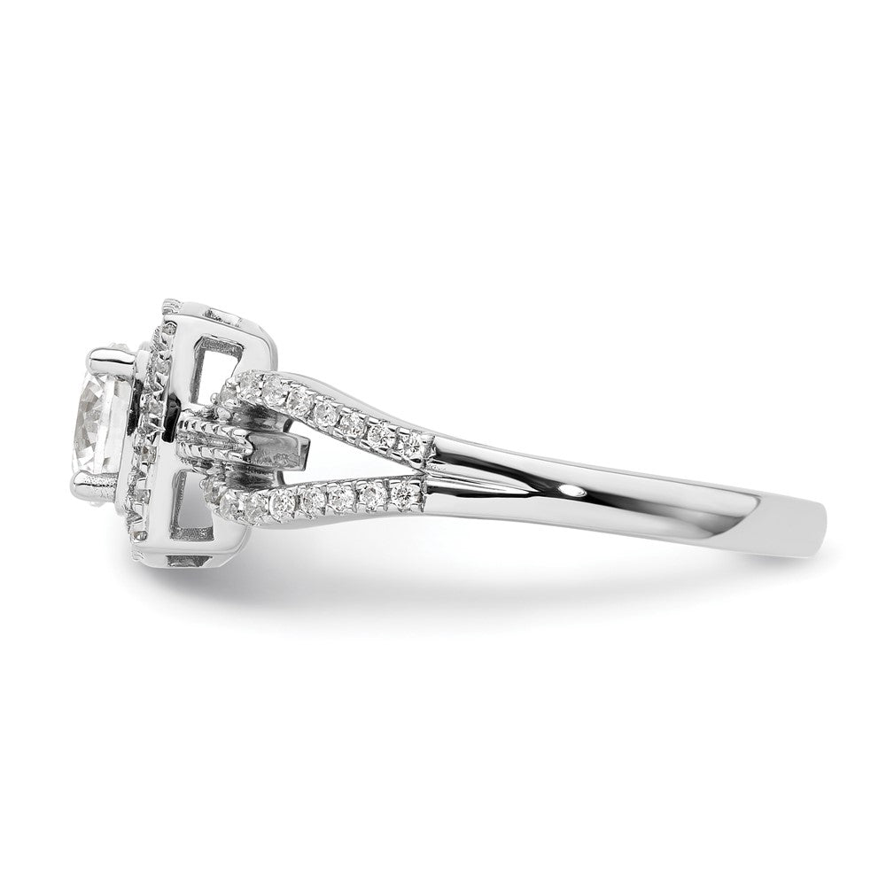 14k White Gold 3/4 carat Lab Grown Diamond VS/SI+ G+ Round Complete Halo Engagement Ring