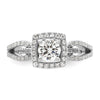 14k White Gold 3/4 carat Lab Grown Diamond VS/SI+ G+ Round Complete Halo Engagement Ring