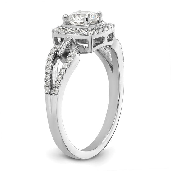 14k White Gold 3/4 carat Lab Grown Diamond VS/SI+ G+ Round Complete Halo Engagement Ring
