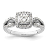 14k White Gold 3/4 carat Lab Grown Diamond VS/SI+ G+ Round Complete Halo Engagement Ring