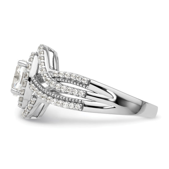 14k White Gold 1 carat Lab Grown Diamond VS/SI+ G+ Round Complete Bypass Engagement Ring