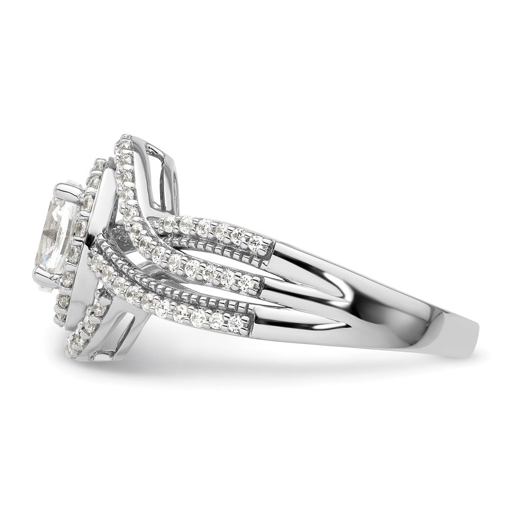 14k White Gold 1 carat Lab Grown Diamond VS/SI+ G+ Round Complete Bypass Engagement Ring