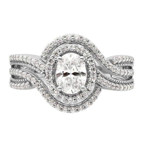 14k White Gold 1 carat Lab Grown Diamond VS/SI+ G+ Round Complete Bypass Engagement Ring