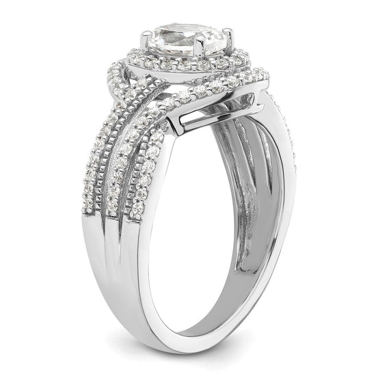 14k White Gold 1 carat Lab Grown Diamond VS/SI+ G+ Round Complete Bypass Engagement Ring