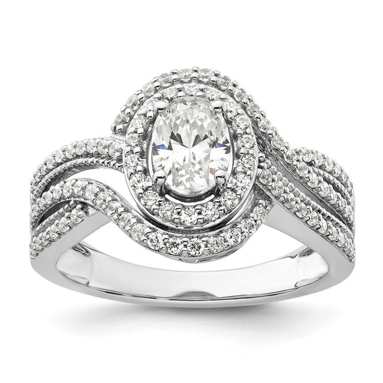 14k White Gold 1 carat Lab Grown Diamond VS/SI+ G+ Round Complete Bypass Engagement Ring