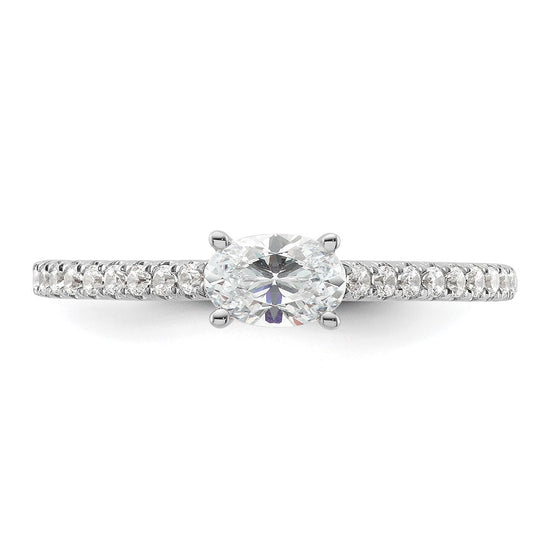 14k White Gold 3/4 carat Lab Grown Diamond VS/SI+ G+ East-West Oval Complete Engagement Ring