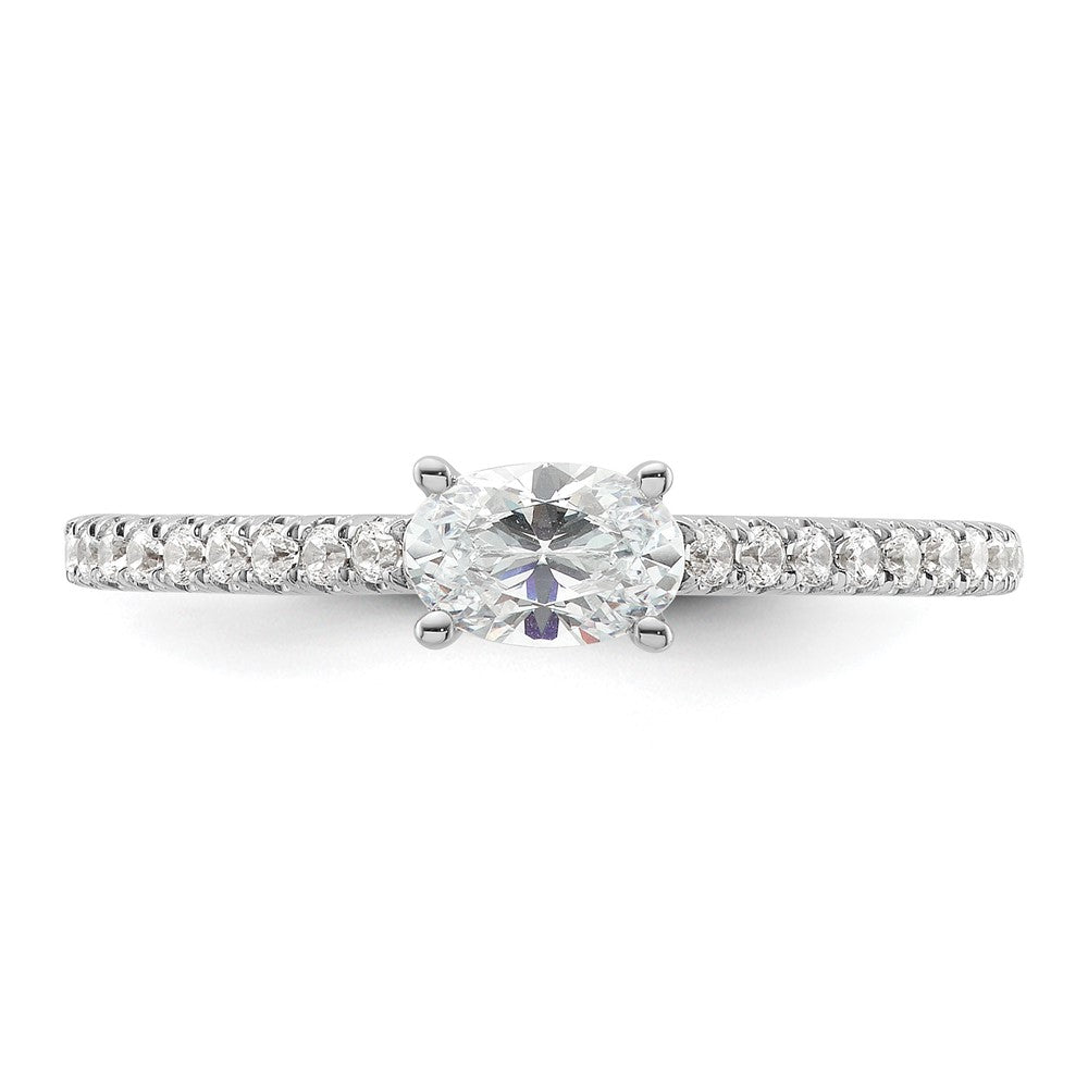 14k White Gold 3/4 carat Lab Grown Diamond VS/SI+ G+ East-West Oval Complete Engagement Ring