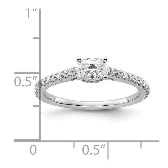 14k White Gold 3/4 carat Lab Grown Diamond VS/SI+ G+ East-West Oval Complete Engagement Ring