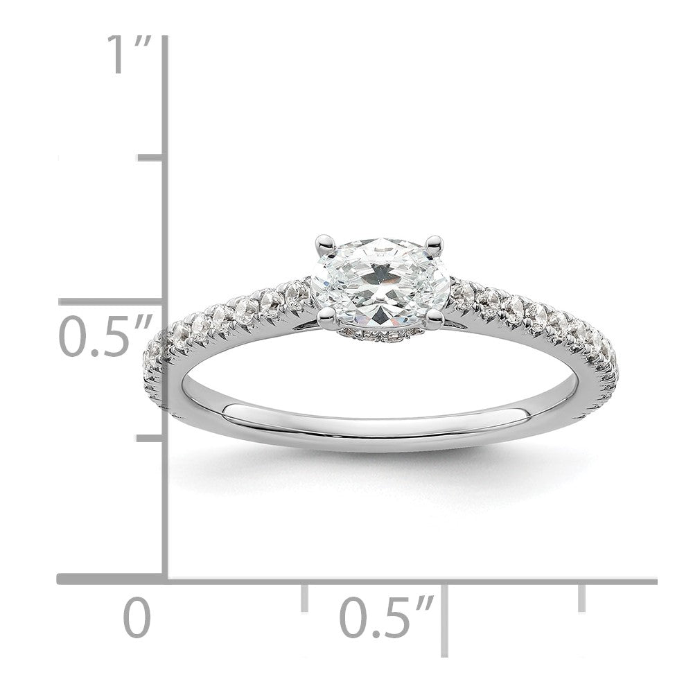 14k White Gold 3/4 carat Lab Grown Diamond VS/SI+ G+ East-West Oval Complete Engagement Ring