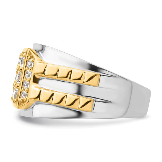 14k Two-Tone 1 1/5 carat Lab Grown Diamond VS/SI+ G+ Men's Ring