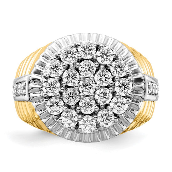 10k Two-Tone 2 carat Lab Grown Diamond VS/SI+ G+ Complete Men's Cluster Ring