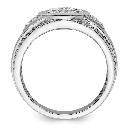 14k White Gold 1 carat Lab Grown Diamond VS/SI+ G+ Complete Men's Cluster Ring