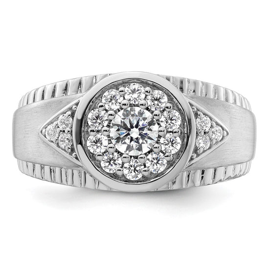 14k White Gold 1 carat Lab Grown Diamond VS/SI+ G+ Complete Men's Cluster Ring