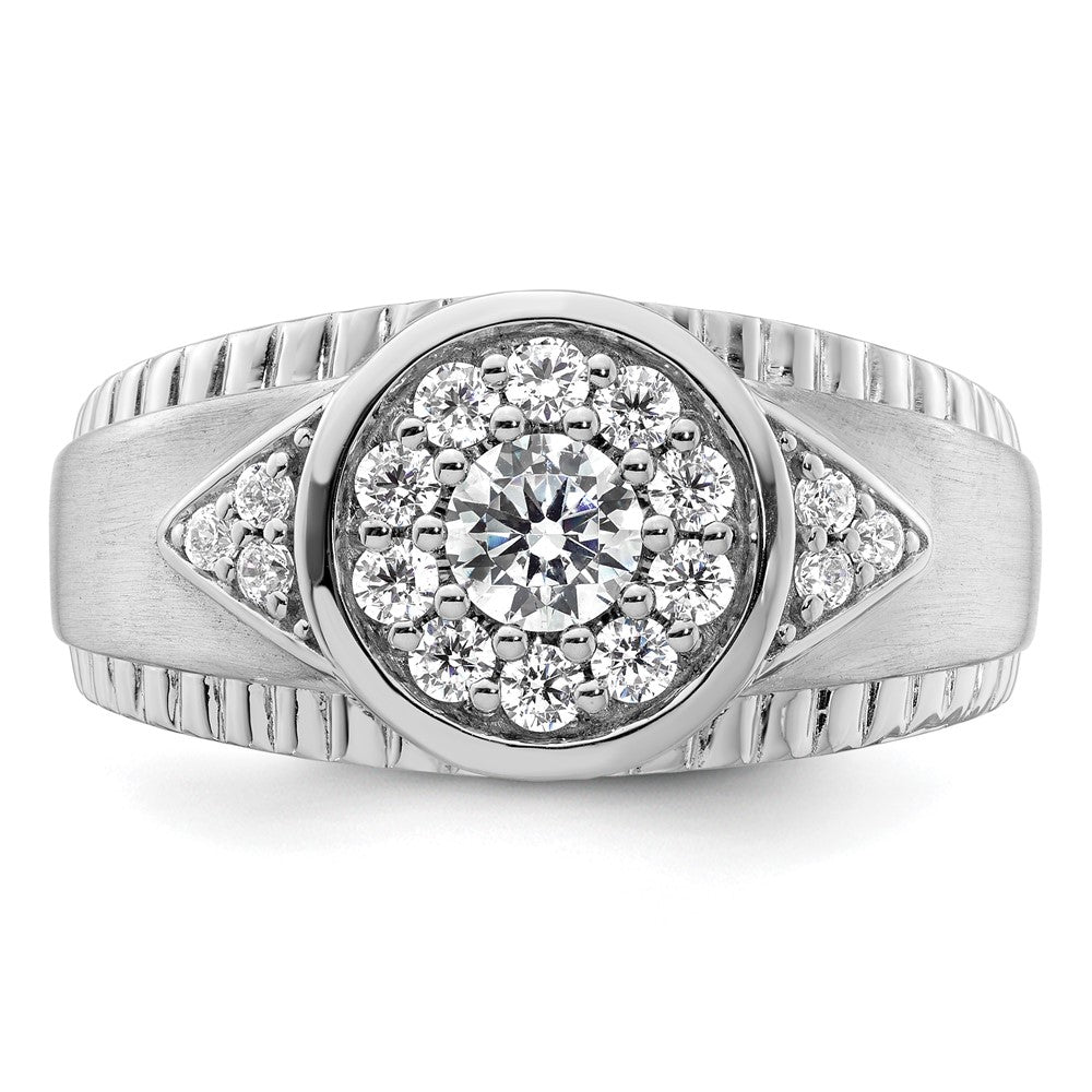 14k White Gold 1 carat Lab Grown Diamond VS/SI+ G+ Complete Men's Cluster Ring