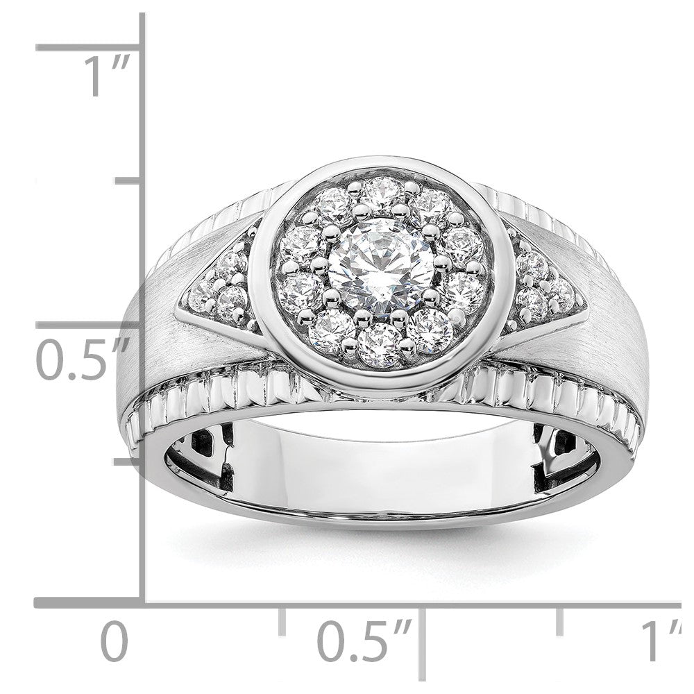 14k White Gold 1 carat Lab Grown Diamond VS/SI+ G+ Complete Men's Cluster Ring
