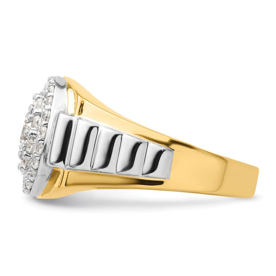 14k Two-Tone 1 1/4 carat Lab Grown Diamond VS/SI+ G+ Complete Cluster Men's Ring