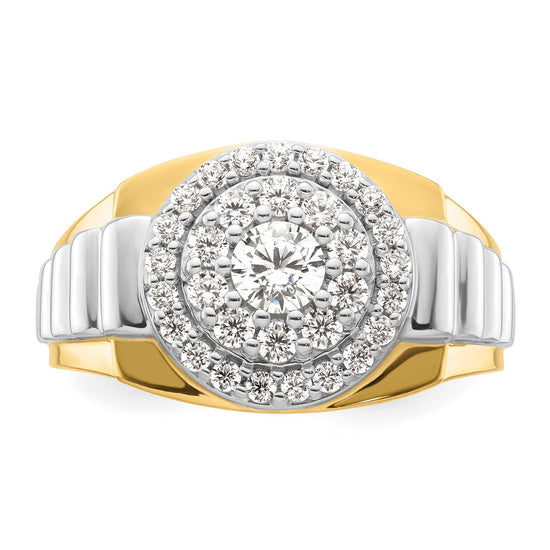 14k Two-Tone 1 1/4 carat Lab Grown Diamond VS/SI+ G+ Complete Cluster Men's Ring