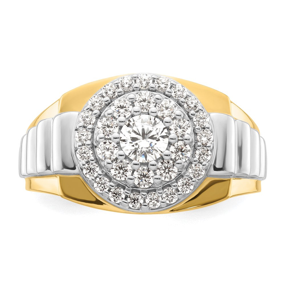 14k Two-Tone 1 1/4 carat Lab Grown Diamond VS/SI+ G+ Complete Cluster Men's Ring