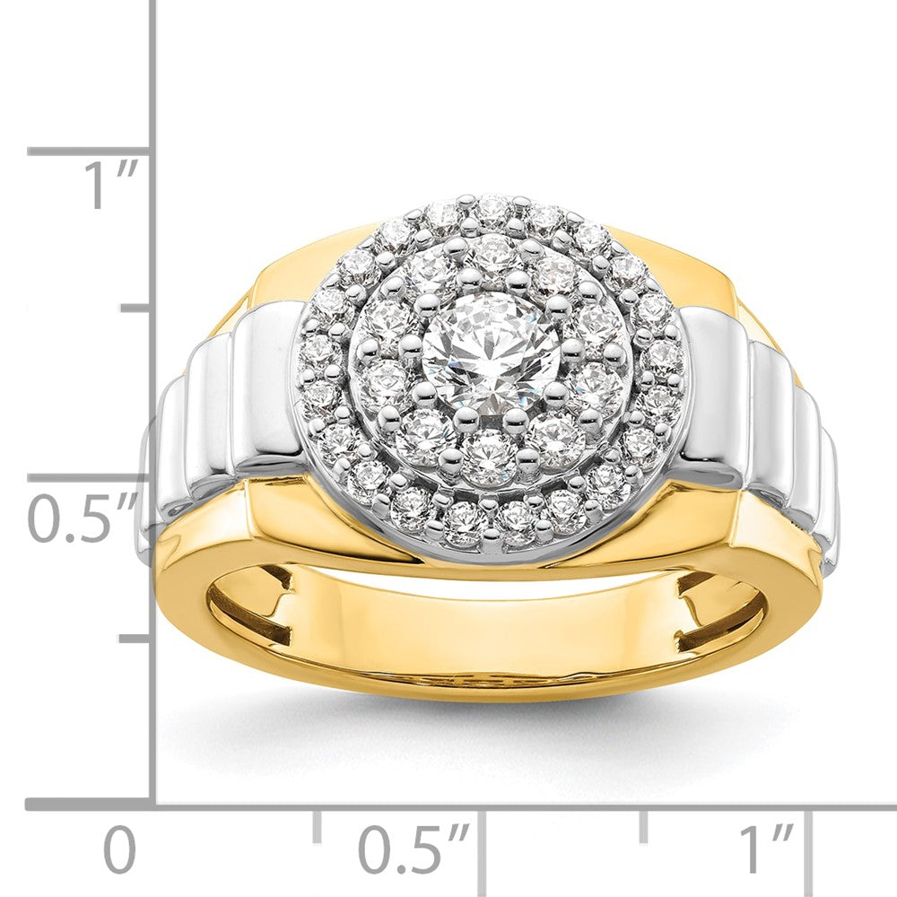 14k Two-Tone 1 1/4 carat Lab Grown Diamond VS/SI+ G+ Complete Cluster Men's Ring